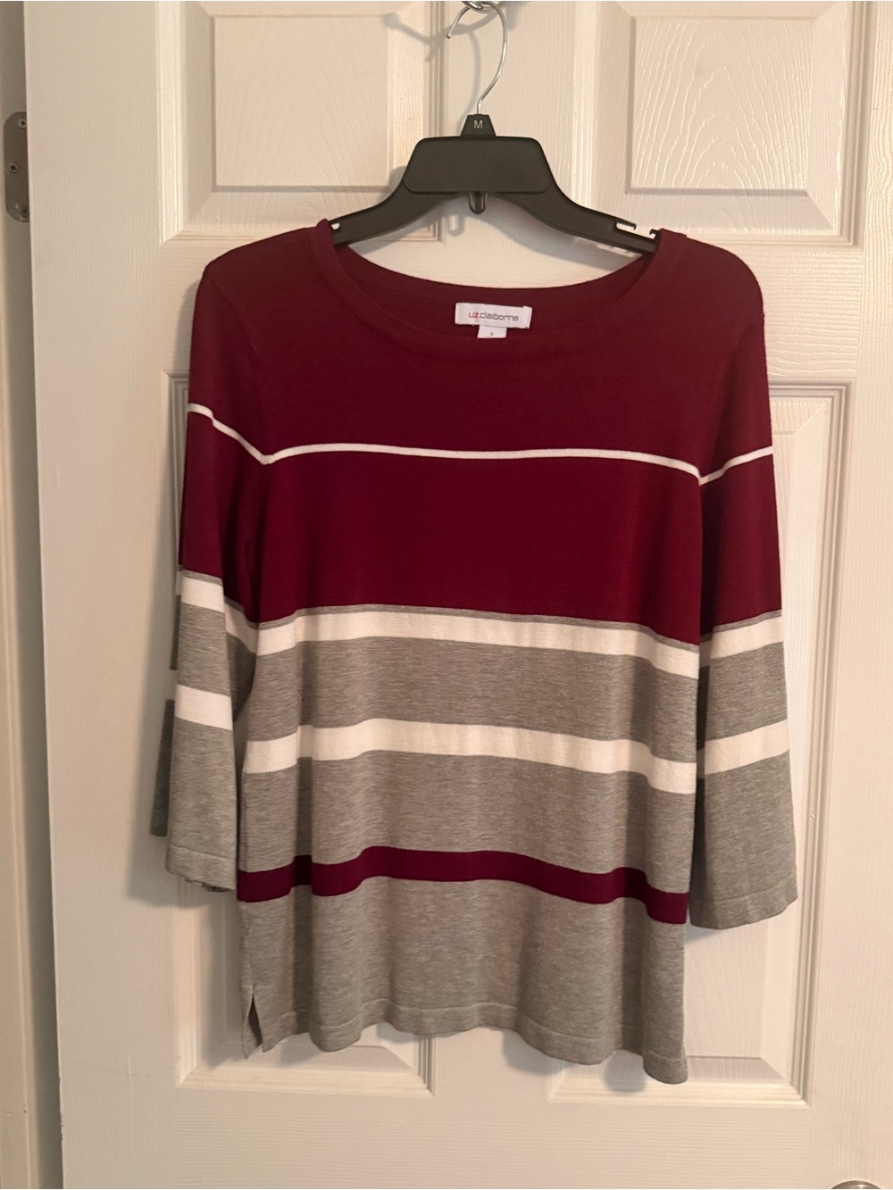 Liz Claiborne Burgundy Striped Knit Top